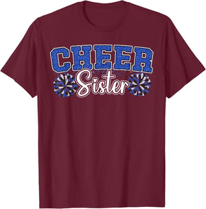 Cheer Sister My Favorite Cheerleader Calls Me Sisters Blue T-Shirt - T-Shirt | Maroon