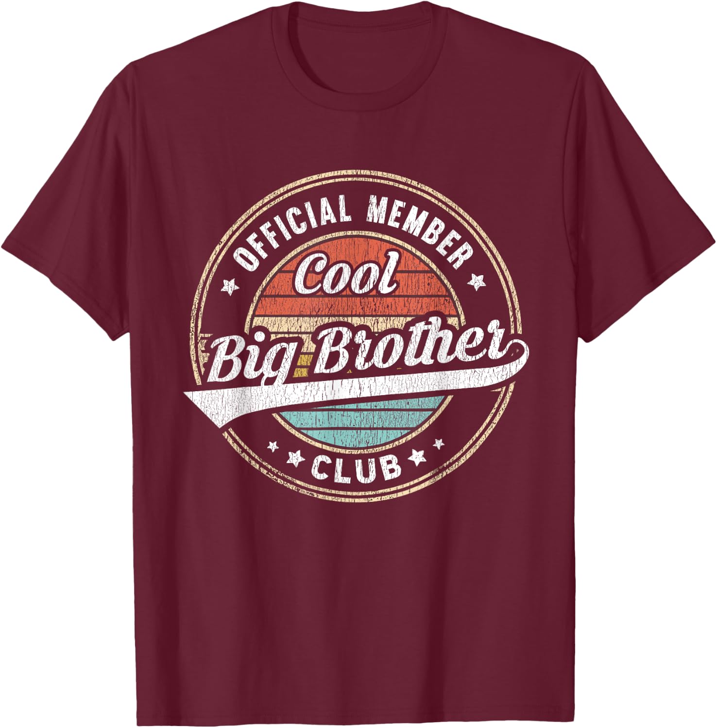 Official Member Cool Big Brother Club Funny Big Bro T-Shirt - T-Shirt | Maroon