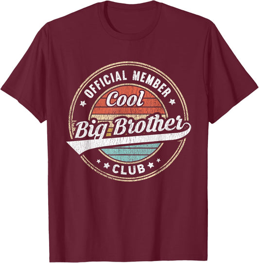 Official Member Cool Big Brother Club Funny Big Bro T-Shirt - T-Shirt | Maroon