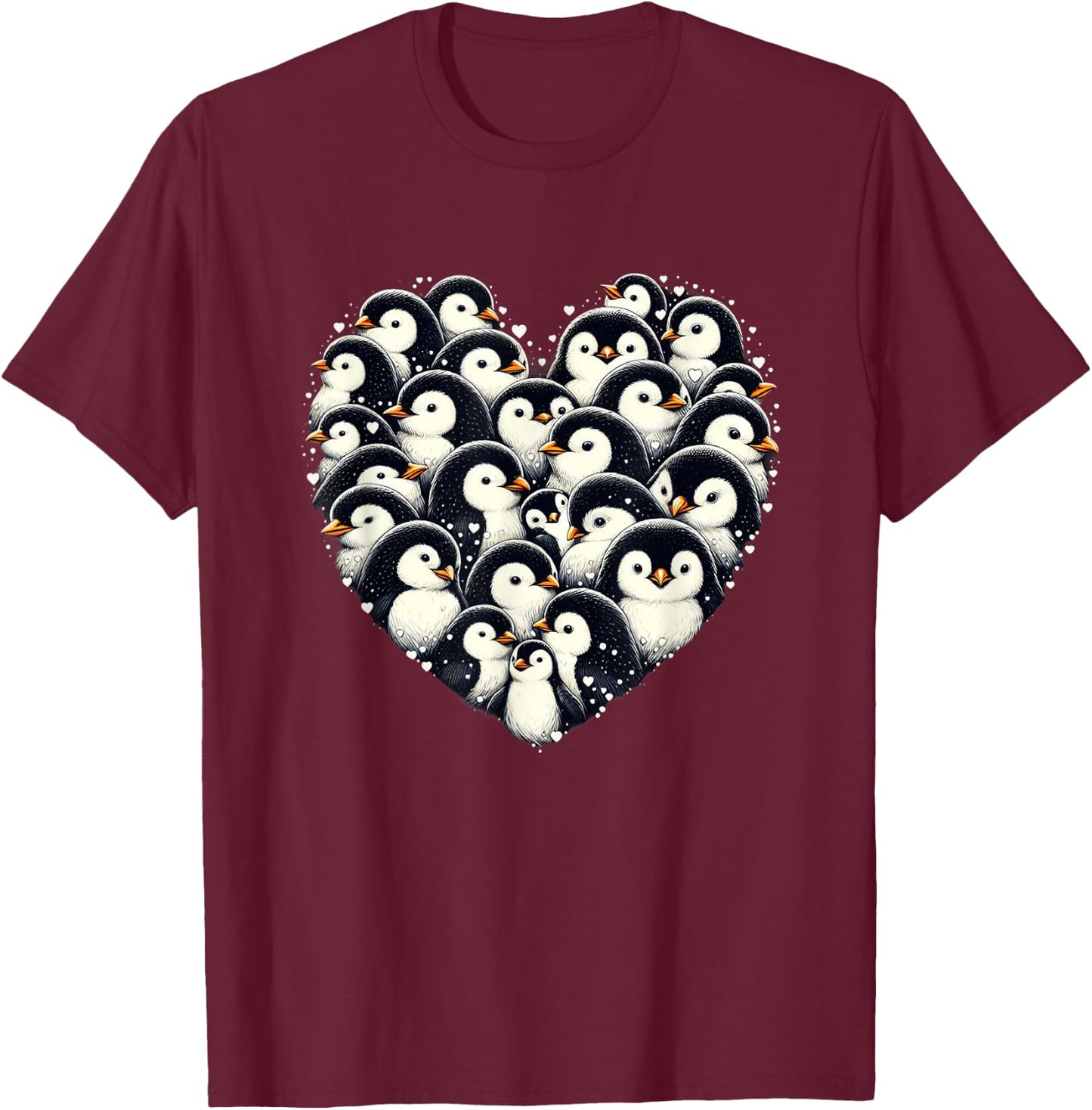Penguins Love Beautiful Colorful Penguin Art Animal T-Shirt - T-Shirt | Maroon
