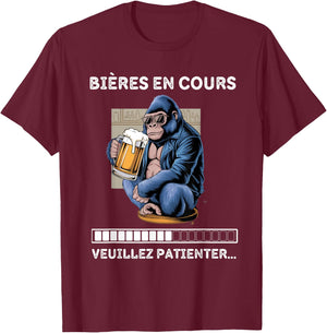 Gift beer aperitif humour man gorilla T-Shirt - T-Shirt | Maroon