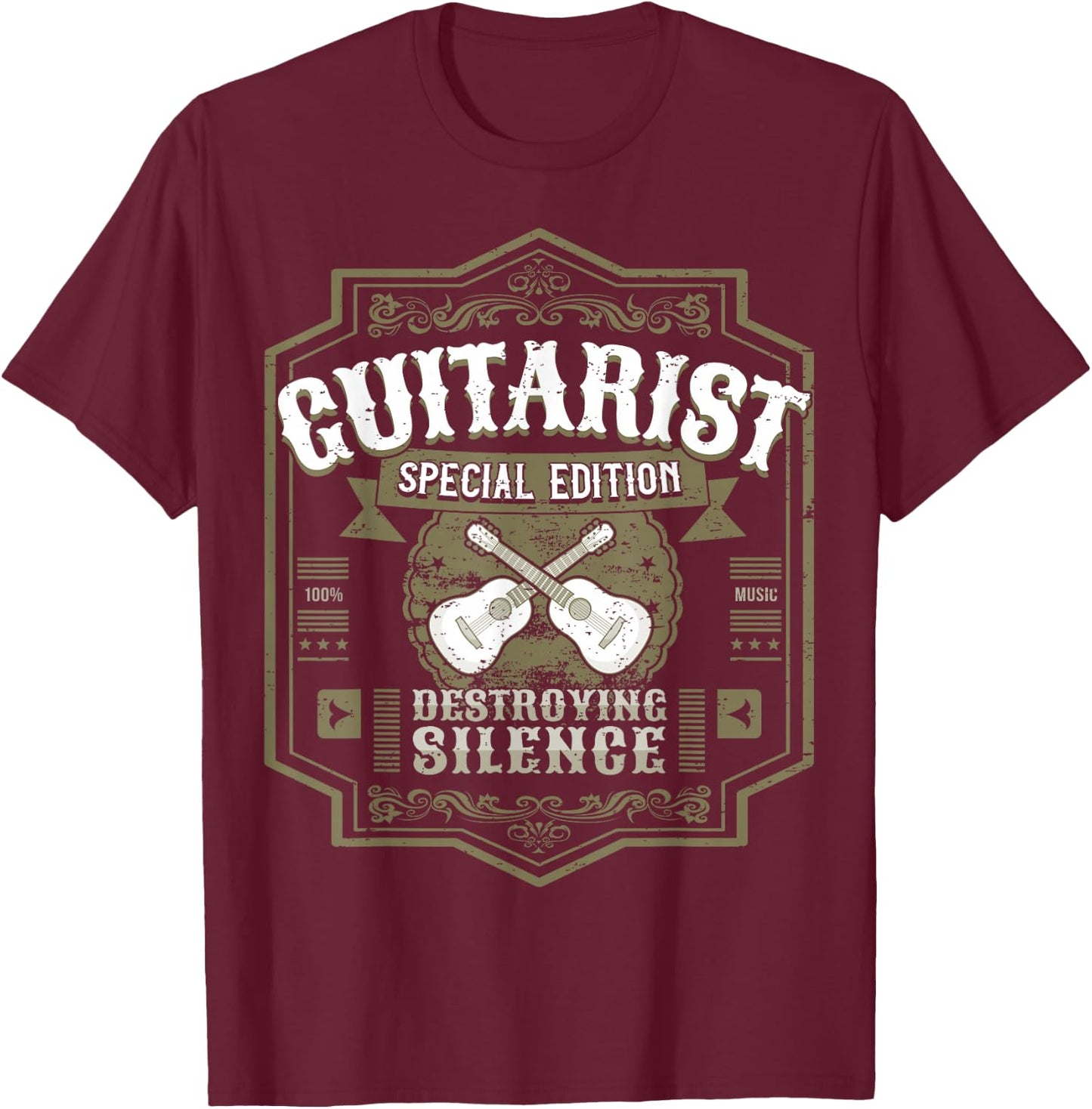Guitarist Guitar Player Design I Destroying Silence Vintage T-Shirt - T-Shirt | Maroon