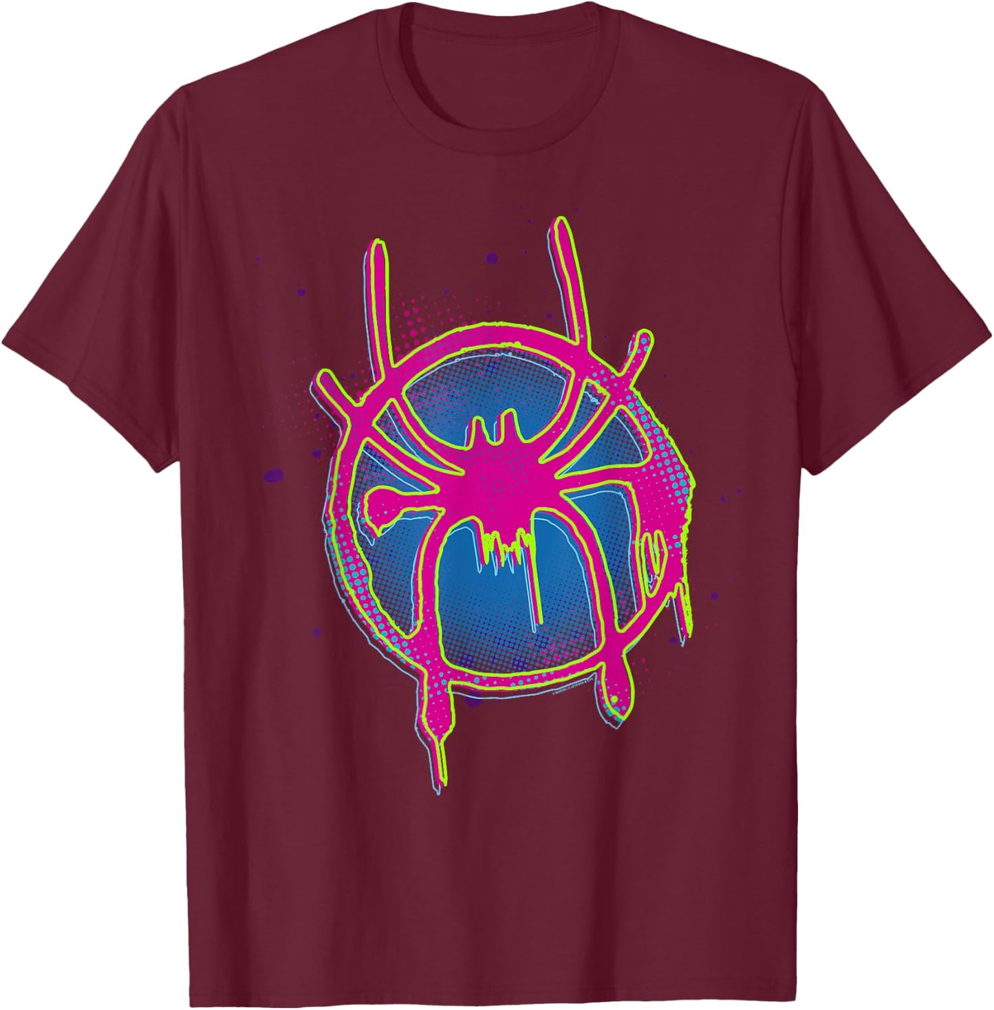 Marvel Spider-Man: Into The Spider-Verse Neon Paint Logo T-Shirt - T-Shirt | Maroon