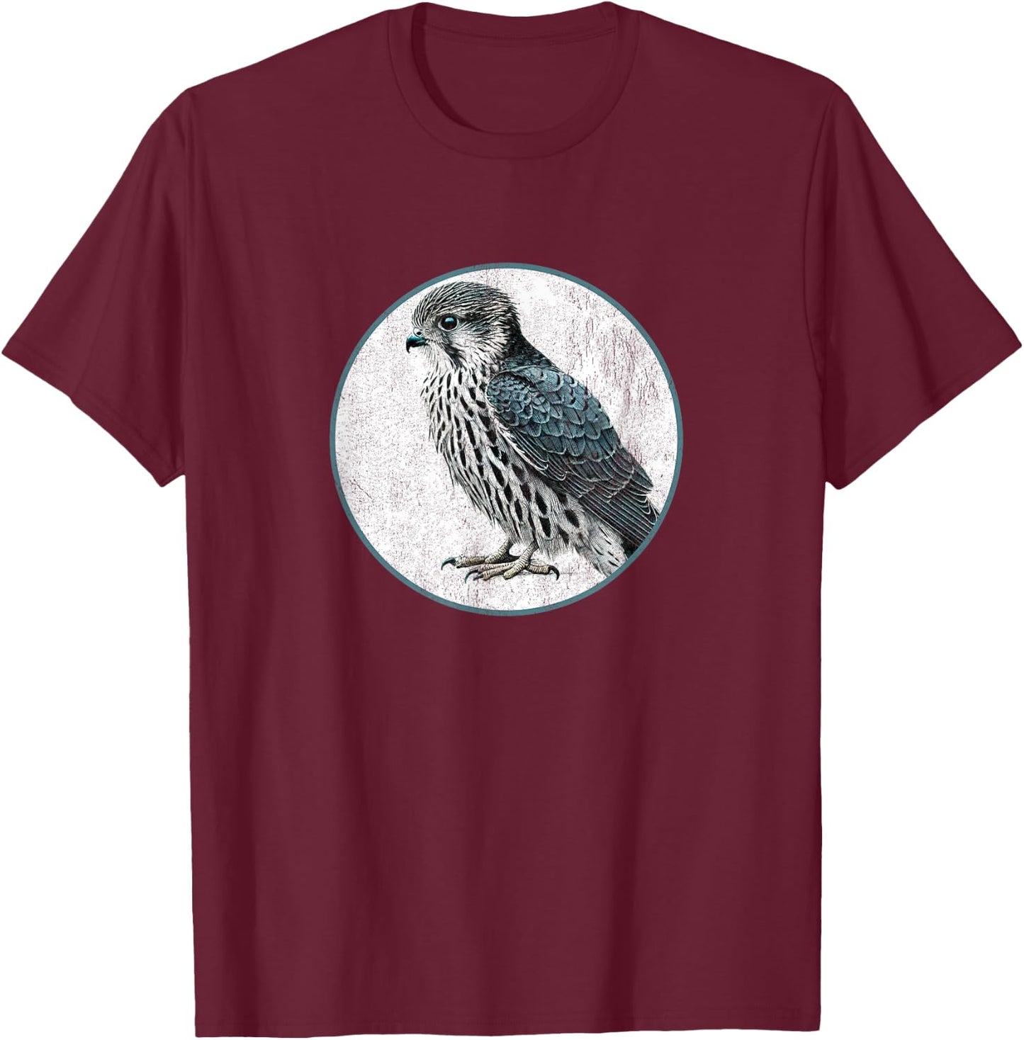 Colorful Retro Merlin Bird Design T-Shirt - T-Shirt | Maroon