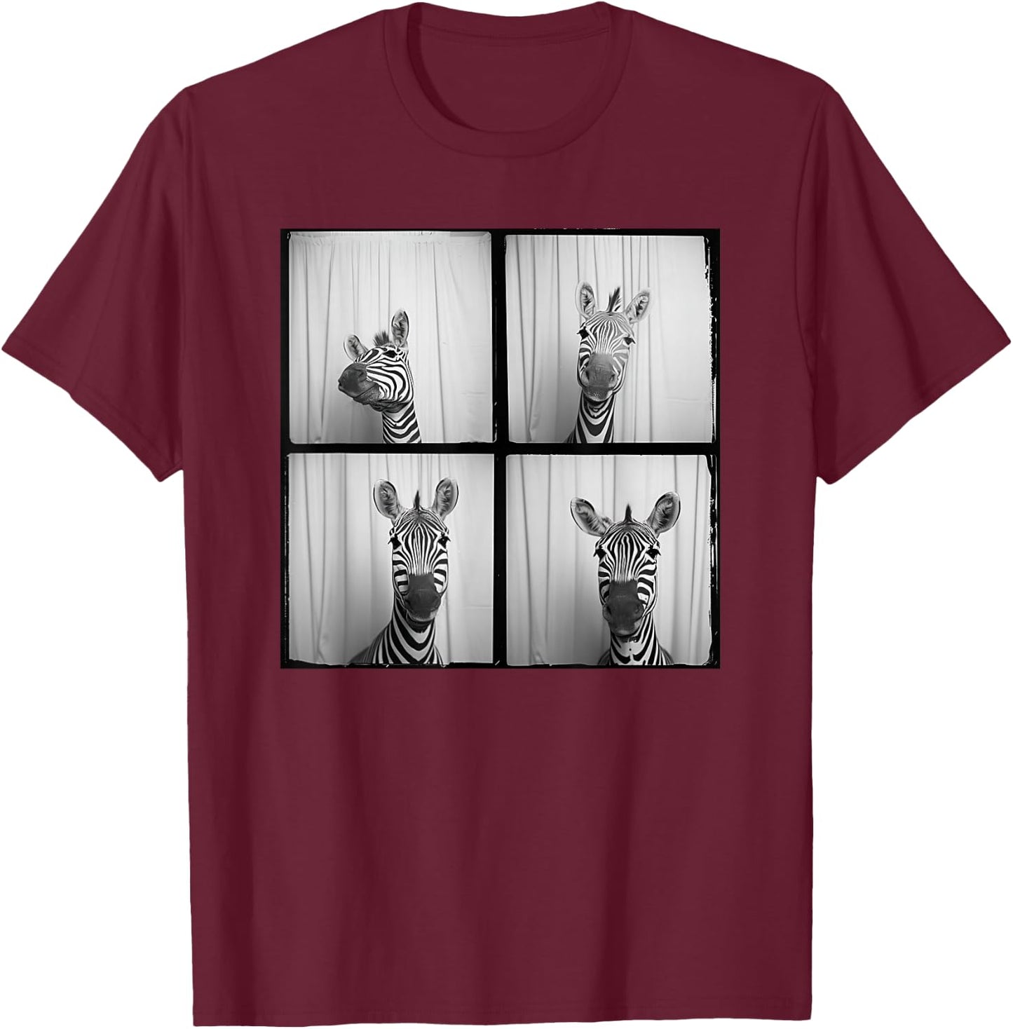 Cute Zebra Face Photobooth Safari Zoo Animal T-Shirt - T-Shirt | Maroon