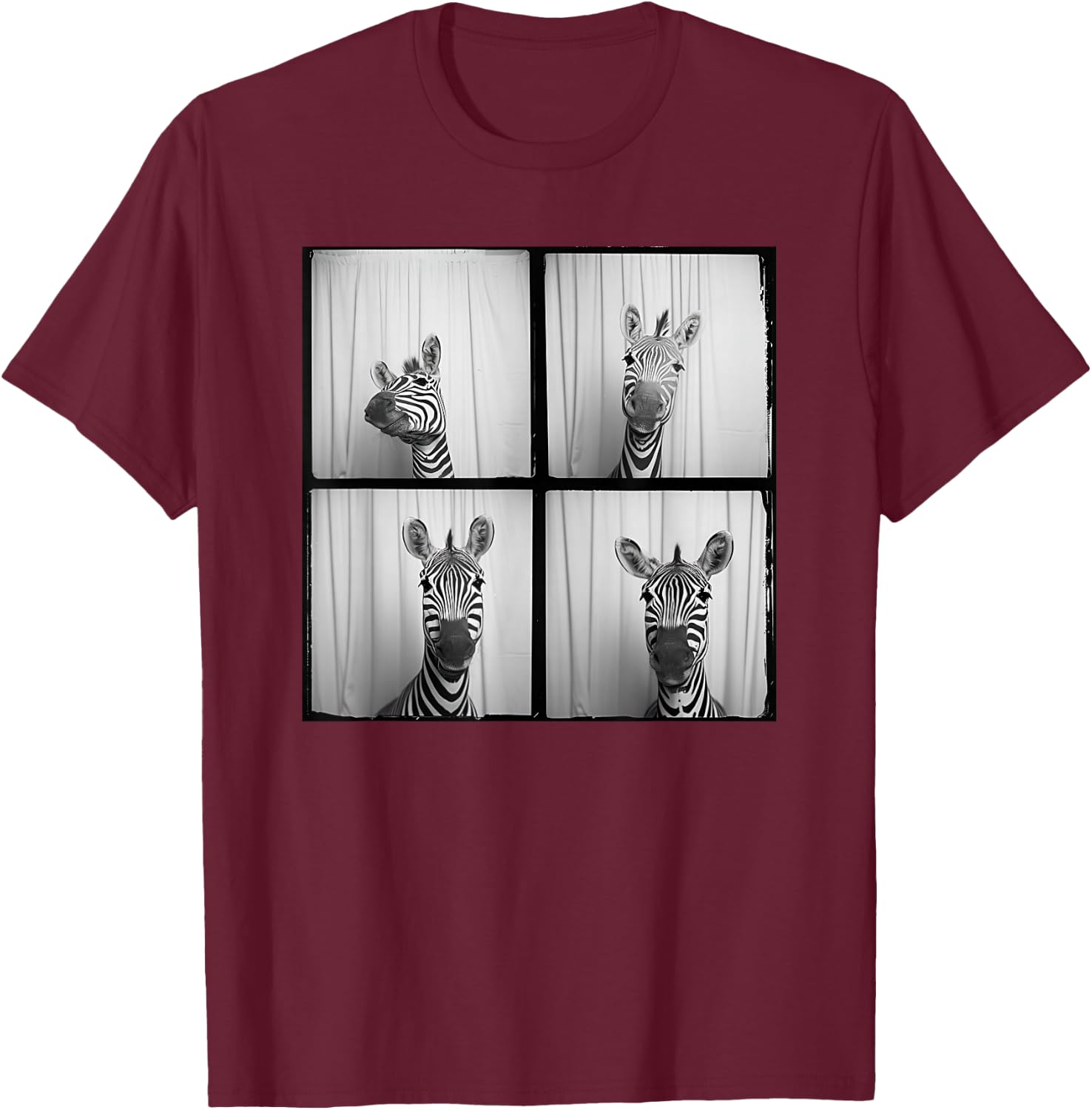 Cute Zebra Face Photobooth Safari Zoo Animal T-Shirt - T-Shirt | Maroon
