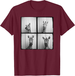 Cute Zebra Face Photobooth Safari Zoo Animal T-Shirt - T-Shirt | Maroon