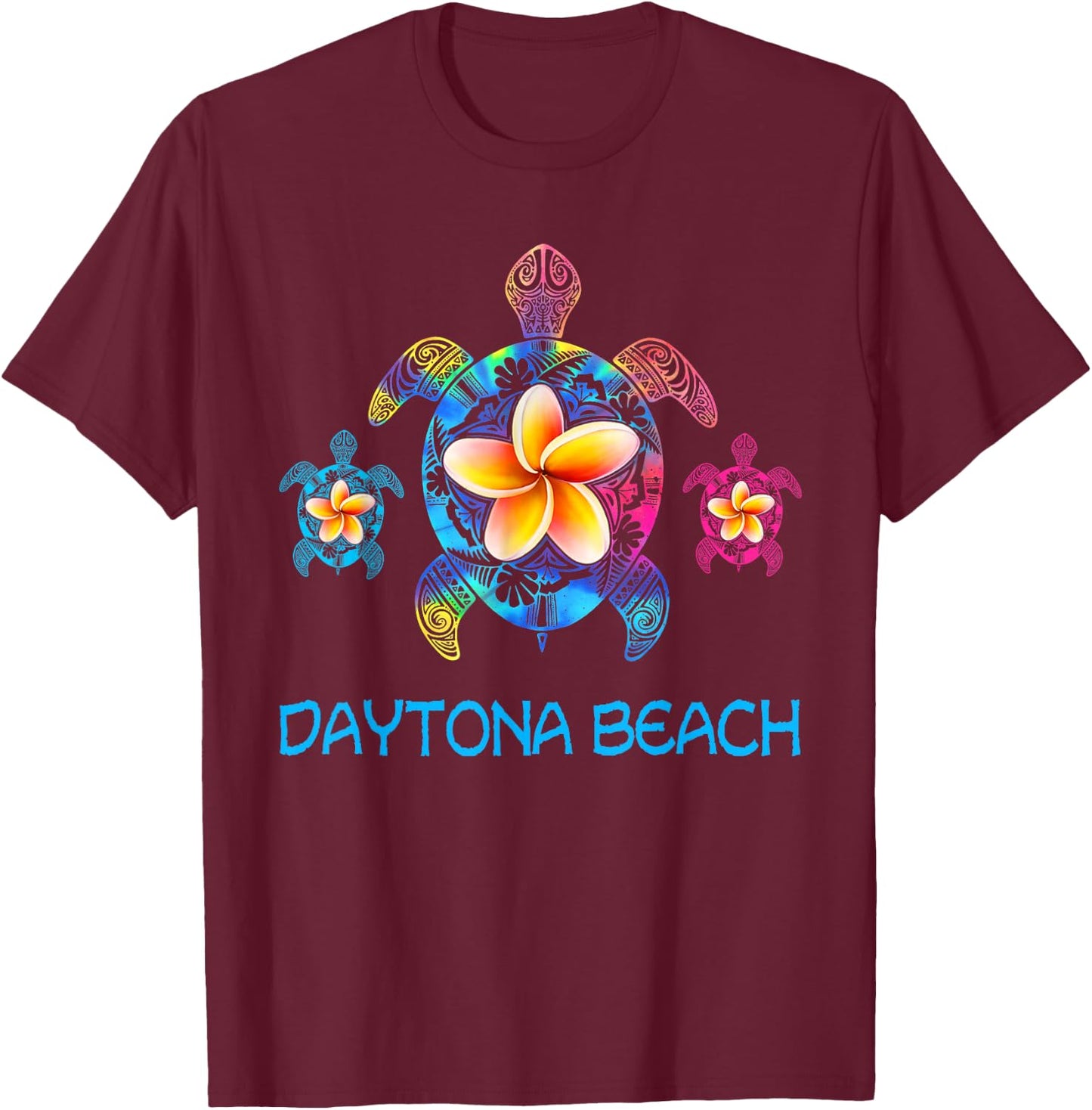 Daytona Beach Florida Tribal Tie Dye Sea Turtle T-Shirt - T-Shirt | Maroon
