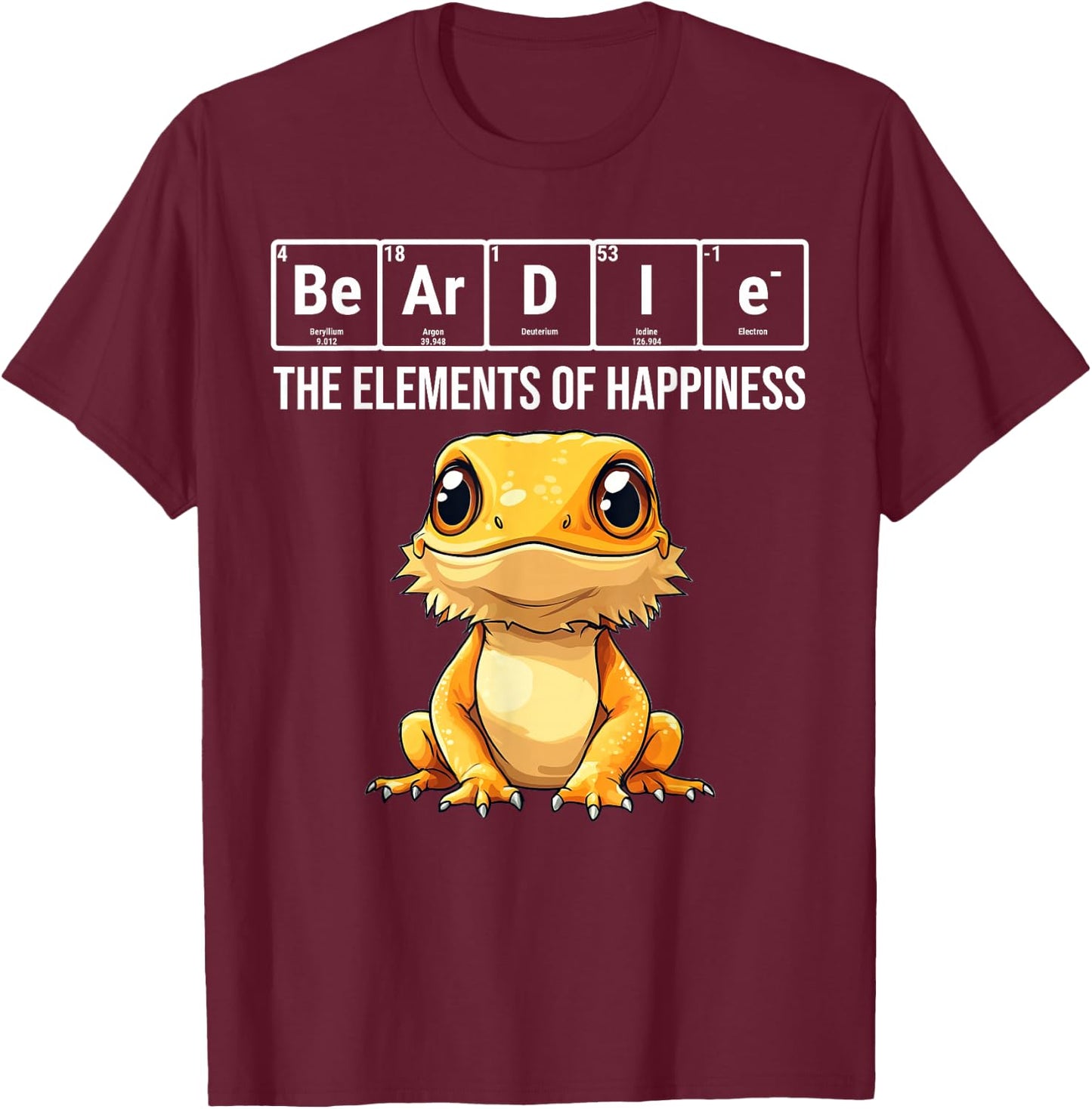 Beardie Periodic Table Elements Chemistry Bearded Dragon T-Shirt - T-Shirt | Maroon