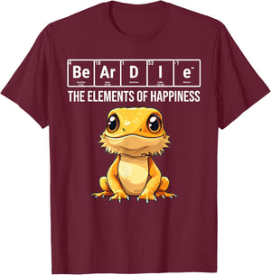 Beardie Periodic Table Elements Chemistry Bearded Dragon T-Shirt - T-Shirt | Maroon