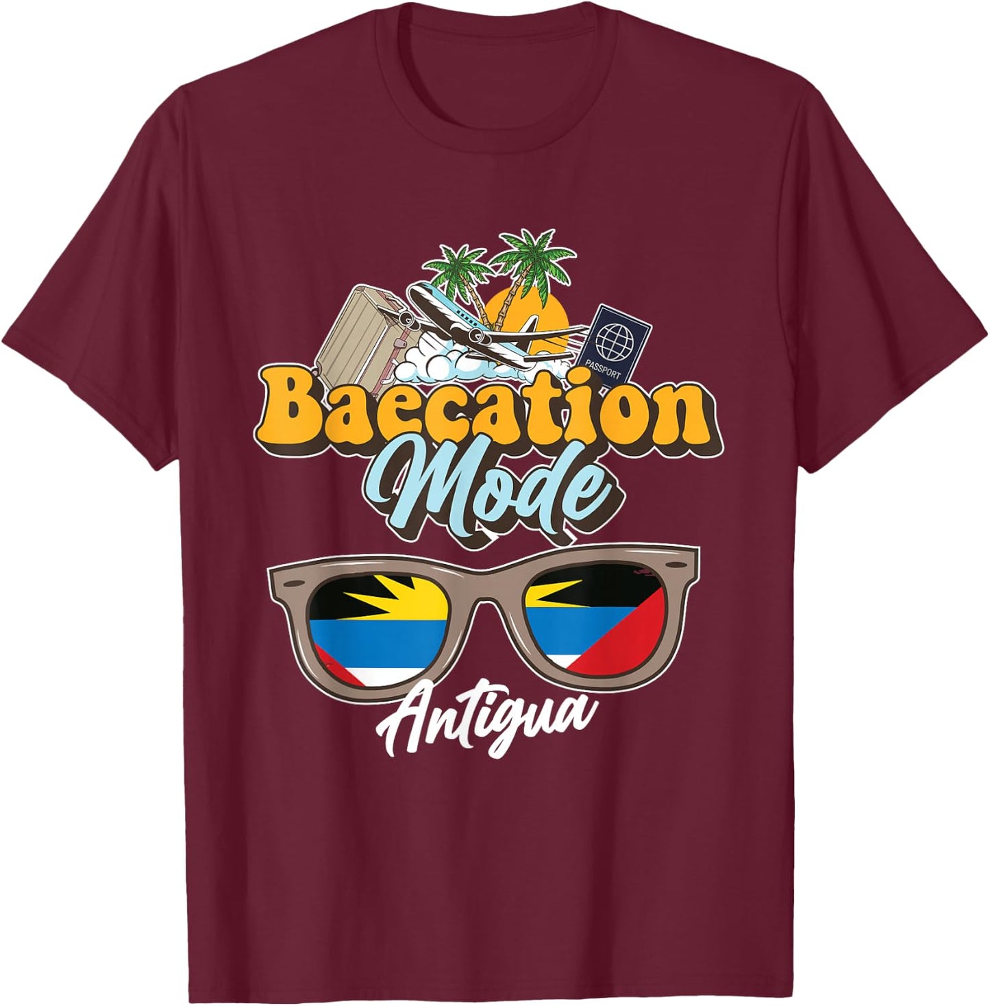 Baecation Antigua Bound Couple Travel Goal Vacation Trip T-Shirt - T-Shirt | Maroon