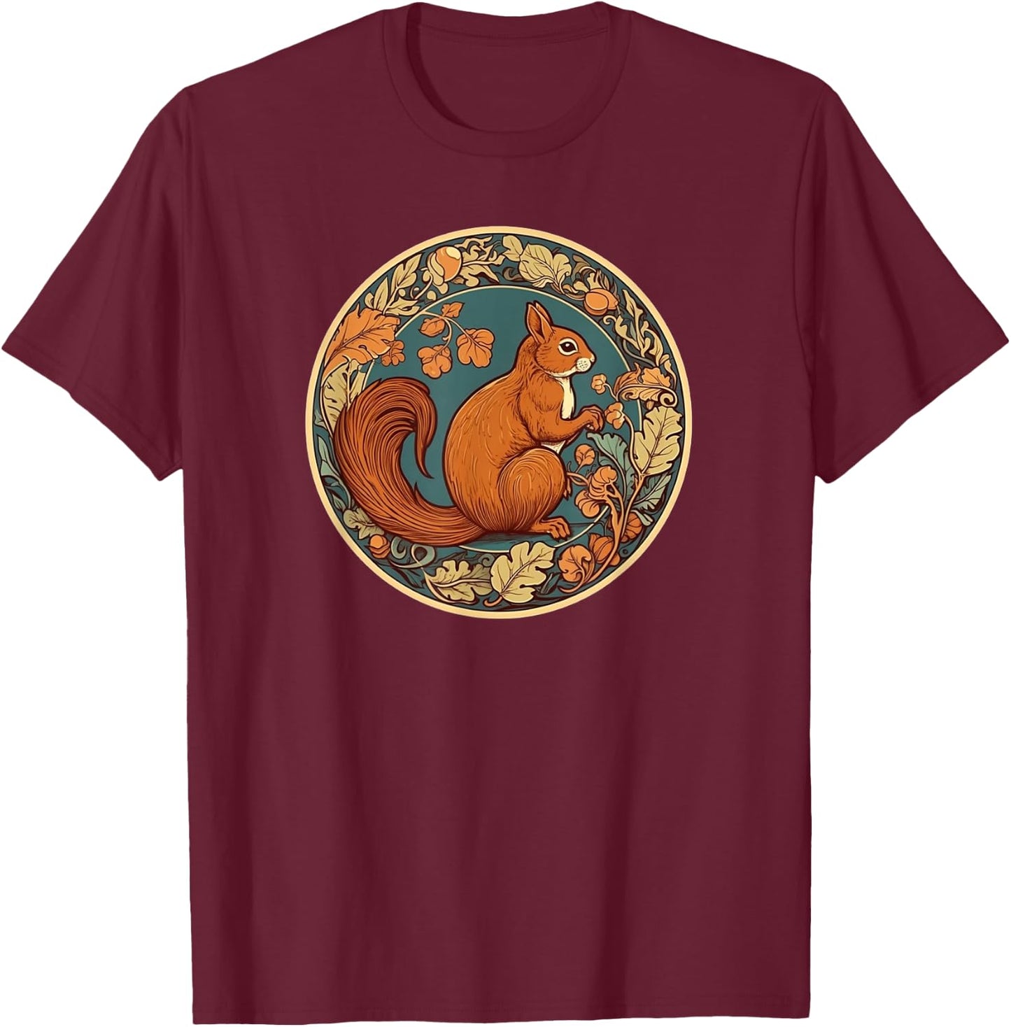 Cute Kids Girls Woodland Retro Vintage Squirrel Lover T-Shirt - T-Shirt | Maroon