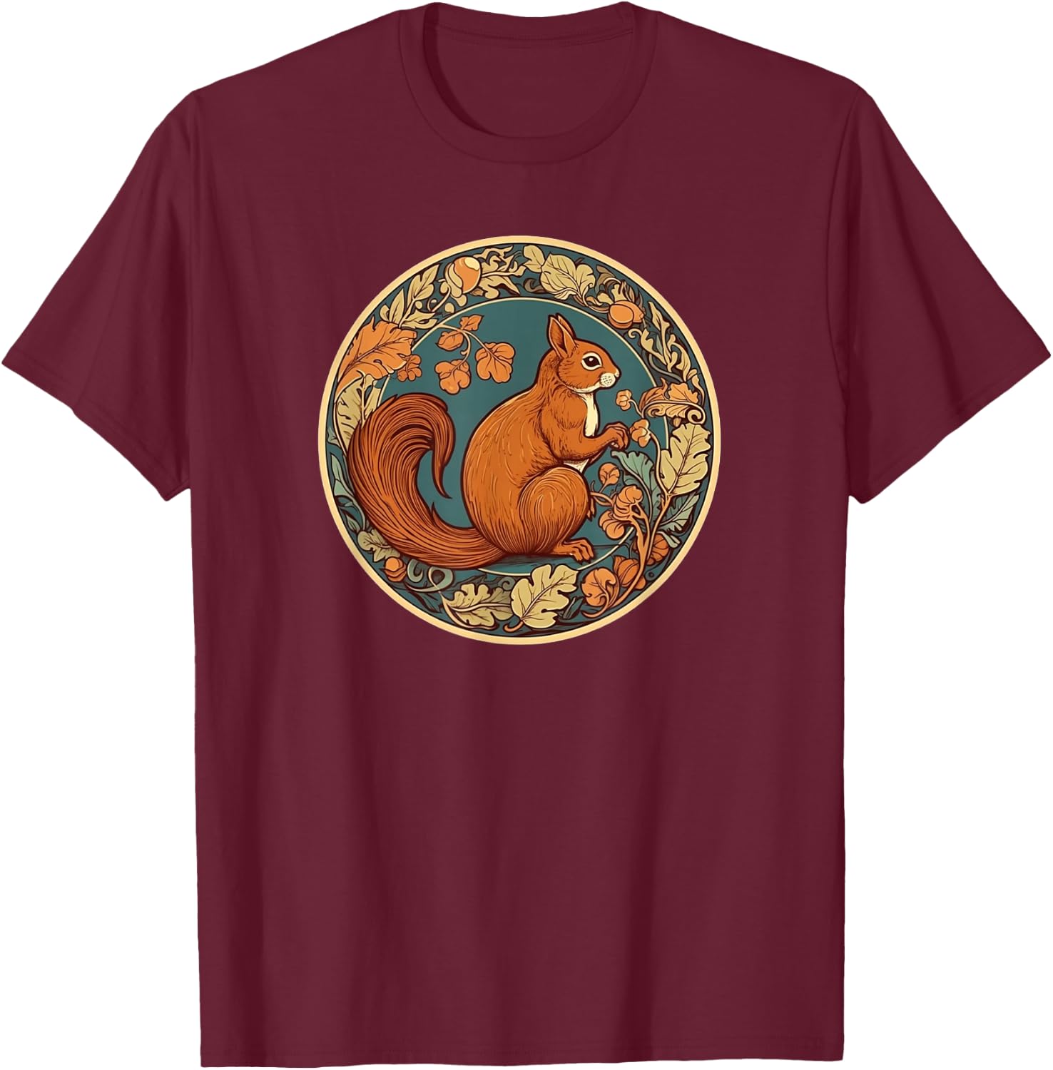 Cute Kids Girls Woodland Retro Vintage Squirrel Lover T-Shirt - T-Shirt | Maroon