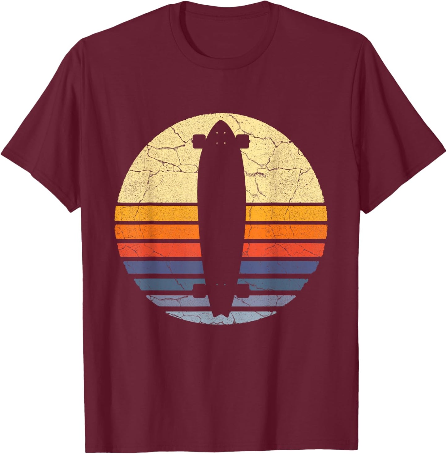 Distressed Longboard Longboarding Liebhaber & Longboarder Geschenk T-Shirt - T-Shirt | Maroon