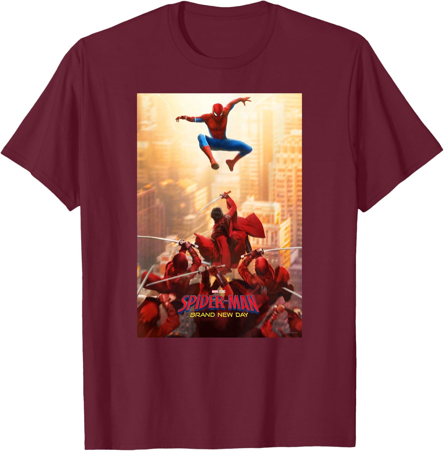 Marvel Studios Spider-Man BND Movie 2026 Hand Ninja Poster T-Shirt - T-Shirt | Maroon