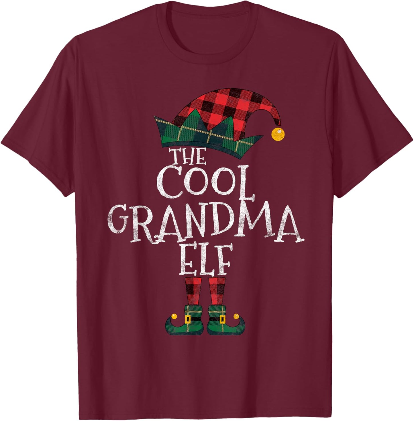 The Cool Grandma Elf Matching Family Group Gift Christmas T-Shirt - T-Shirt | Maroon