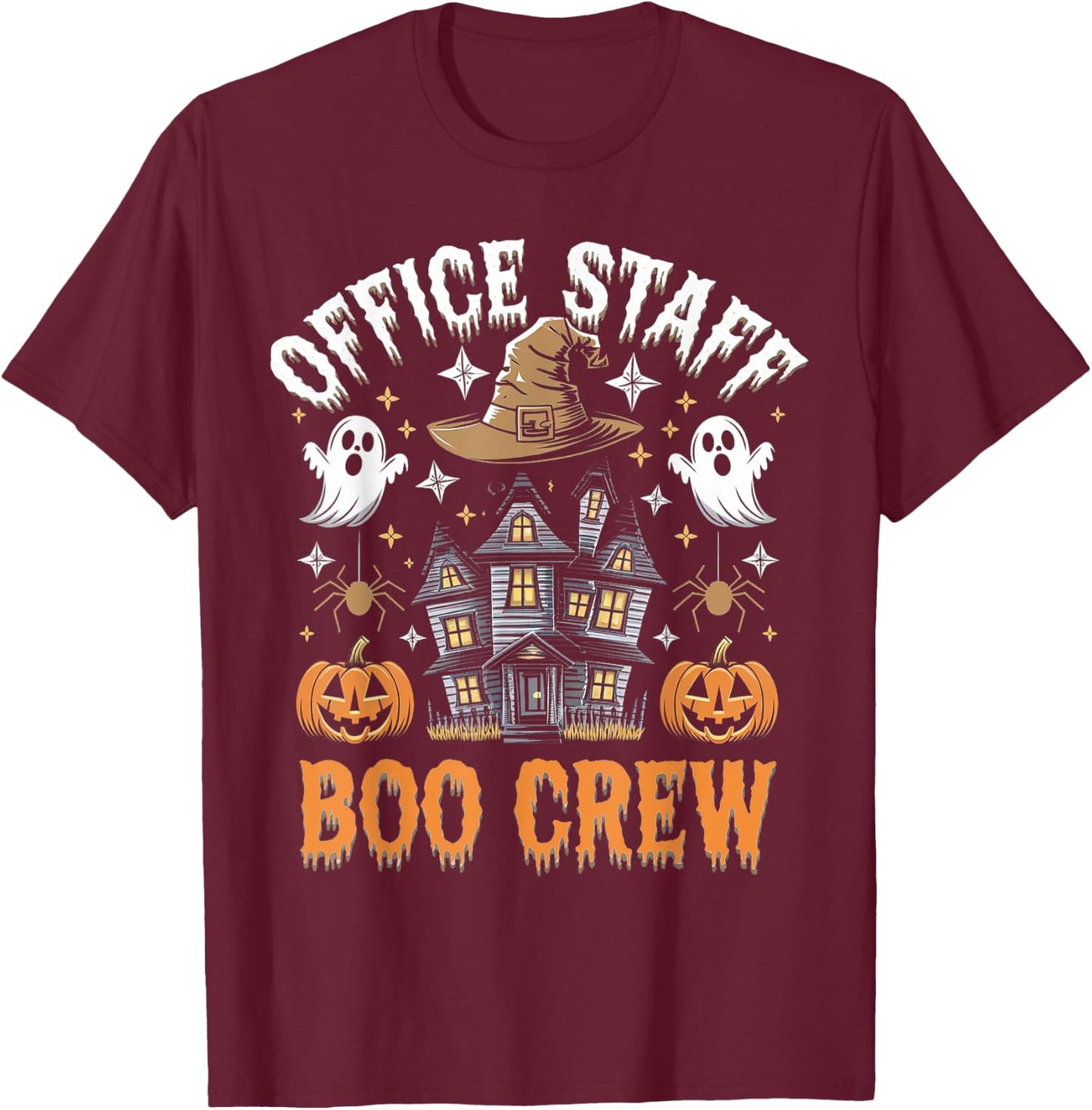 Office Staff Boo Crew Funny Halloween Matching Costume T-Shirt - T-Shirt | Maroon