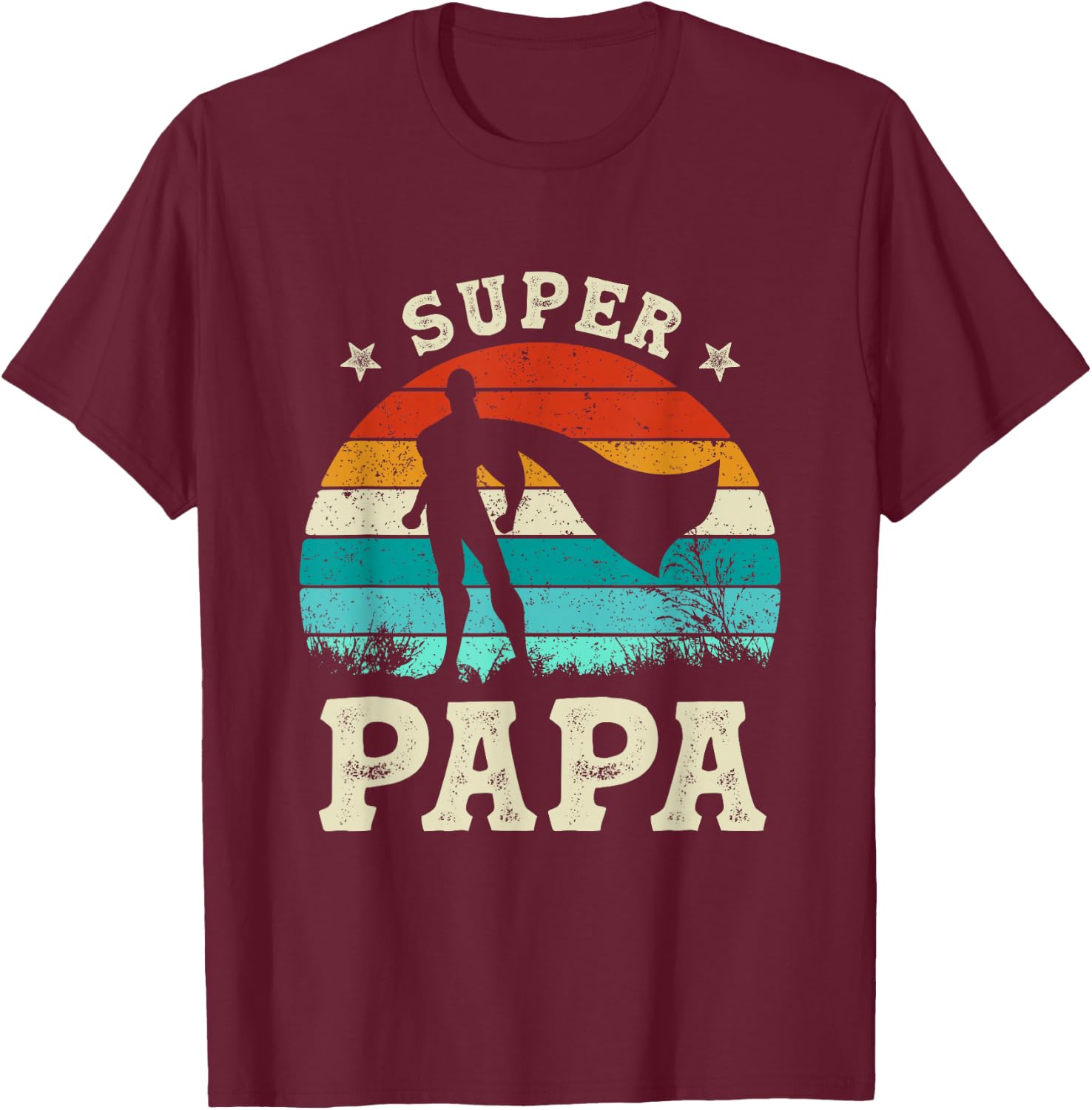 Superpapa Vatertag Sohn Tochter Superheld Super Papa T-Shirt - T-Shirt | Maroon