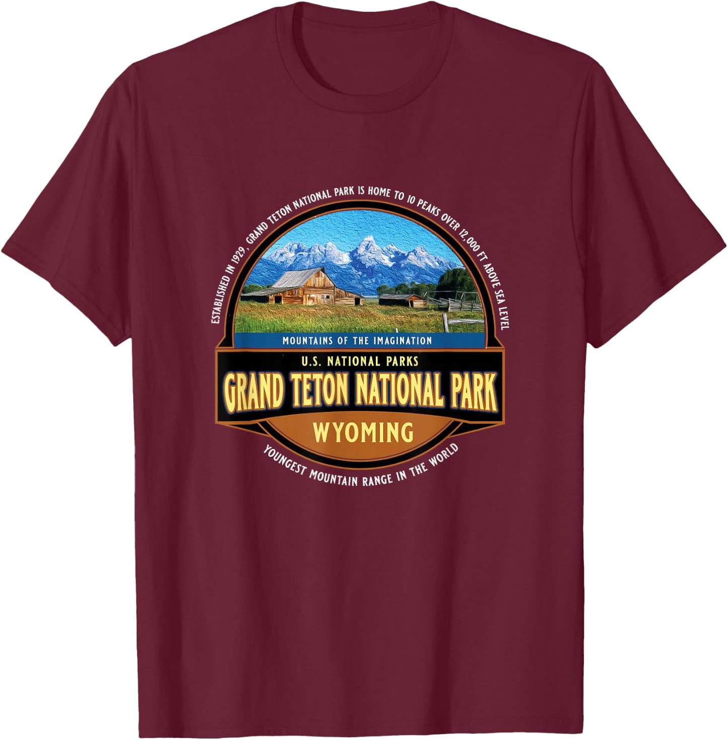 Grand Teton National Park Wyoming USA Mountains Souvenir T-Shirt - T-Shirt | Maroon