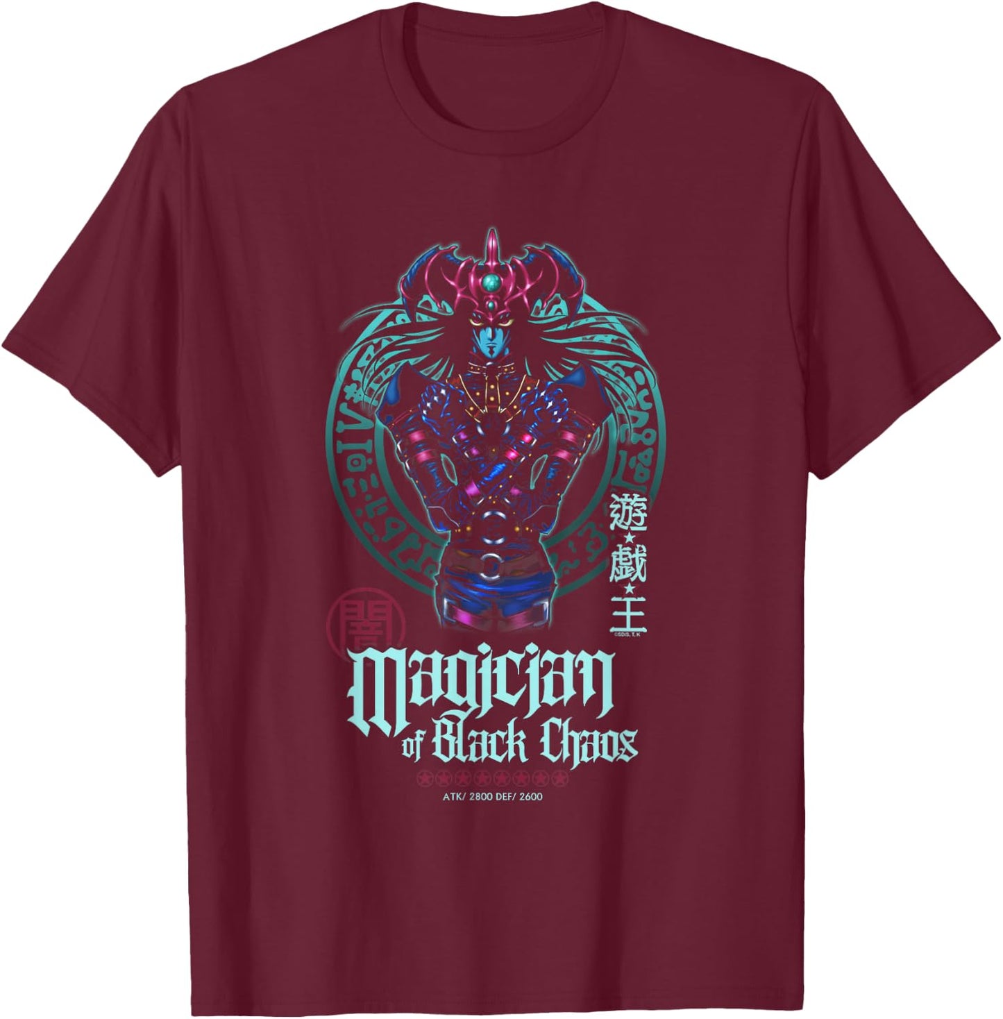 Yu-Gi-Oh! Magician of Black Chaos Kanji Portait Card Anime T-Shirt - T-Shirt | Maroon
