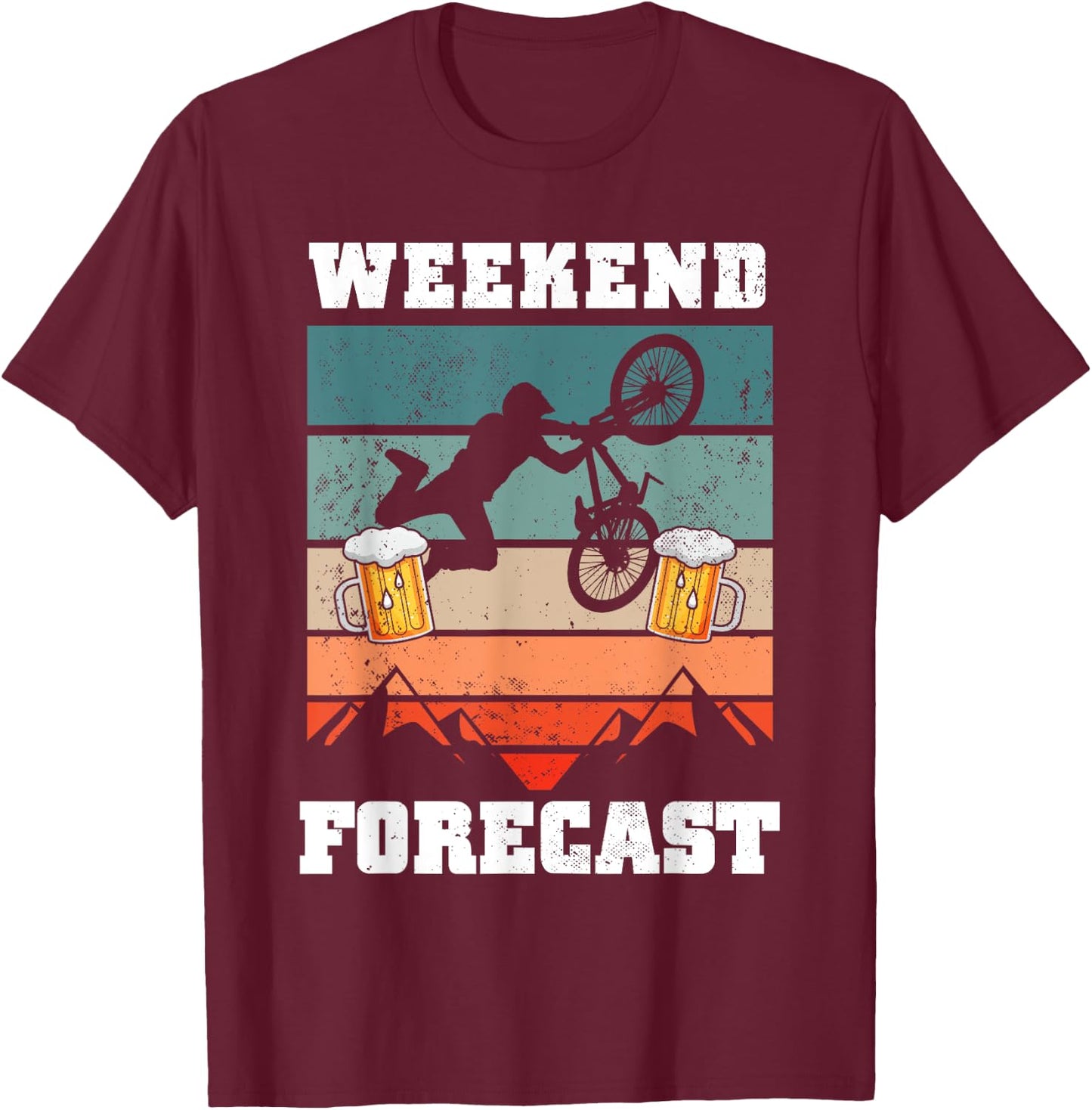 Mountain Biking and Beer Funny MTB Gift T-Shirt - T-Shirt | Maroon