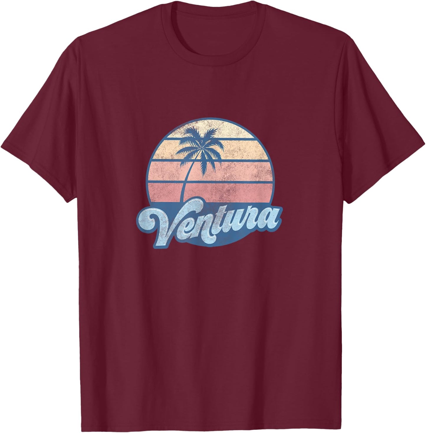 Ventura California CA T Shirt Vintage 70s Retro Surfer T-Shirt - T-Shirt | Maroon