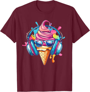 Cooles Eis mit Sonnenbrille I Lustiges Eis T-Shirt - T-Shirt | Maroon