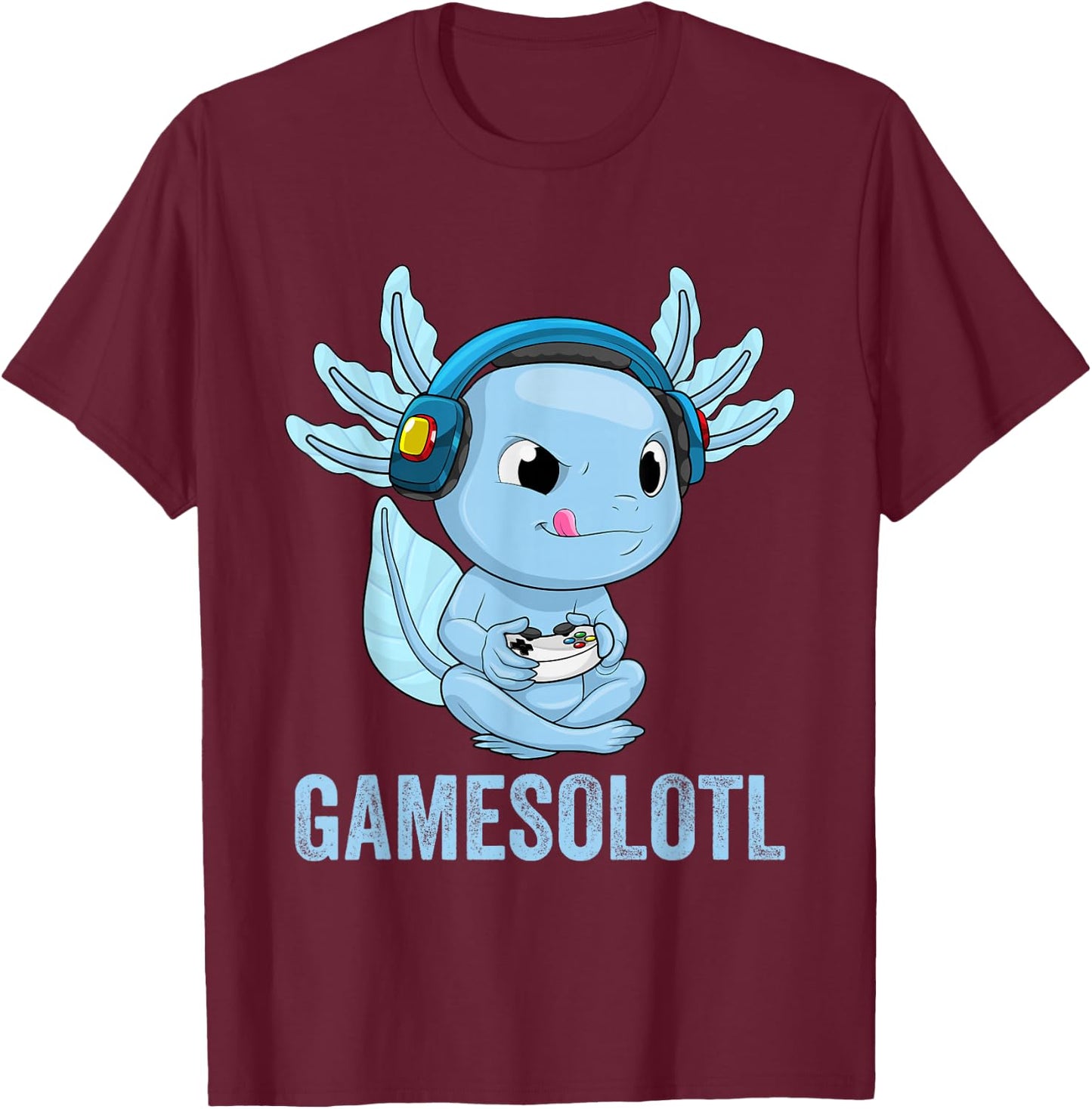Axolotl Gamer Kawaii Gamer Anime Clothing For Boys T-Shirt - T-Shirt | Maroon