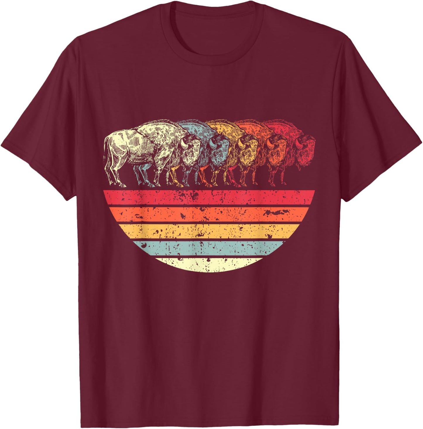 Retro Buffalo T-Shirt - T-Shirt | Maroon