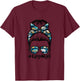 Camping Life Messy Bun Camp Camper Mom Women Girls Kids Teen T-Shirt - T-Shirt | Maroon