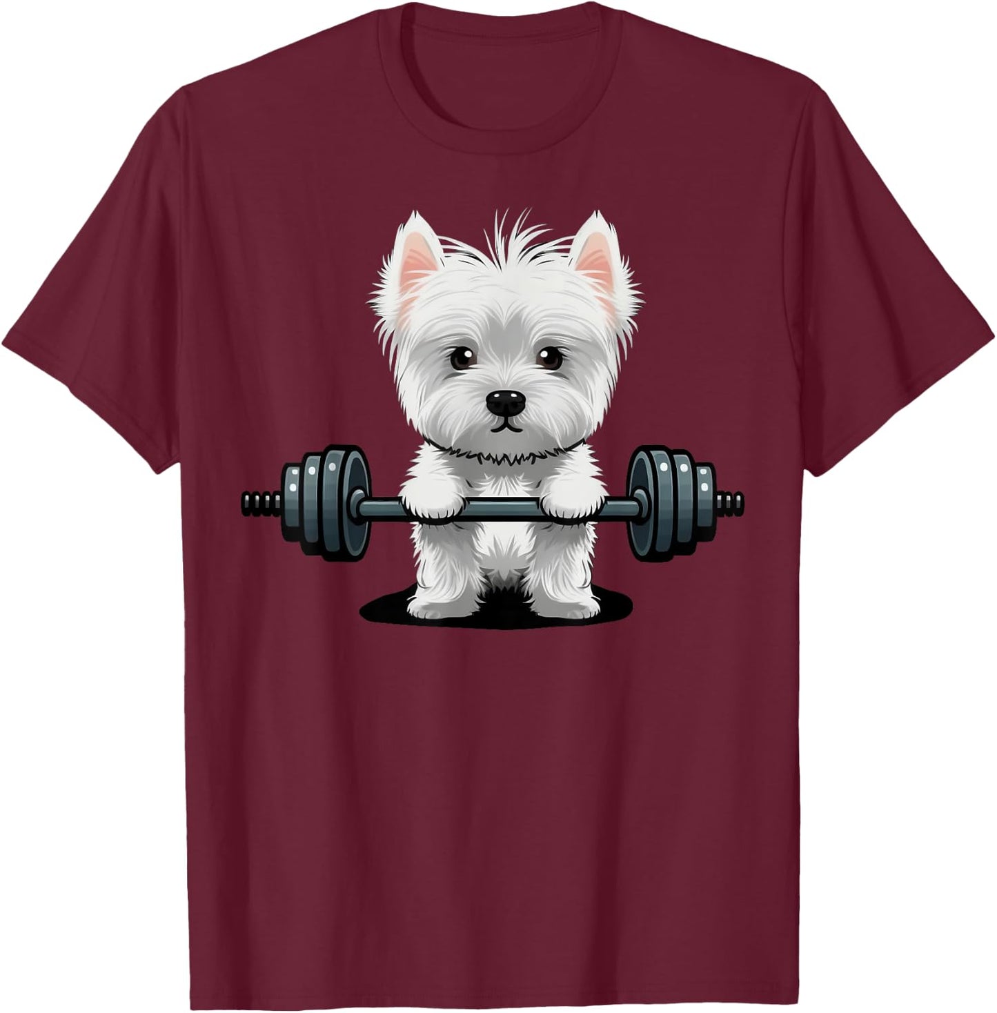 Westie Weightlifting Fitness Gym West Highland White Terrier T-Shirt - T-Shirt | Maroon