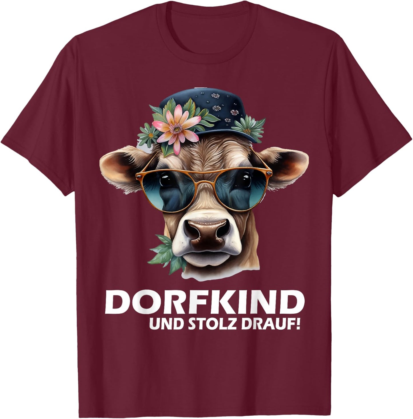 Farmers Cute Cow for Children Village Child Gift Girls , black T-Shirt - T-Shirt | Maroon