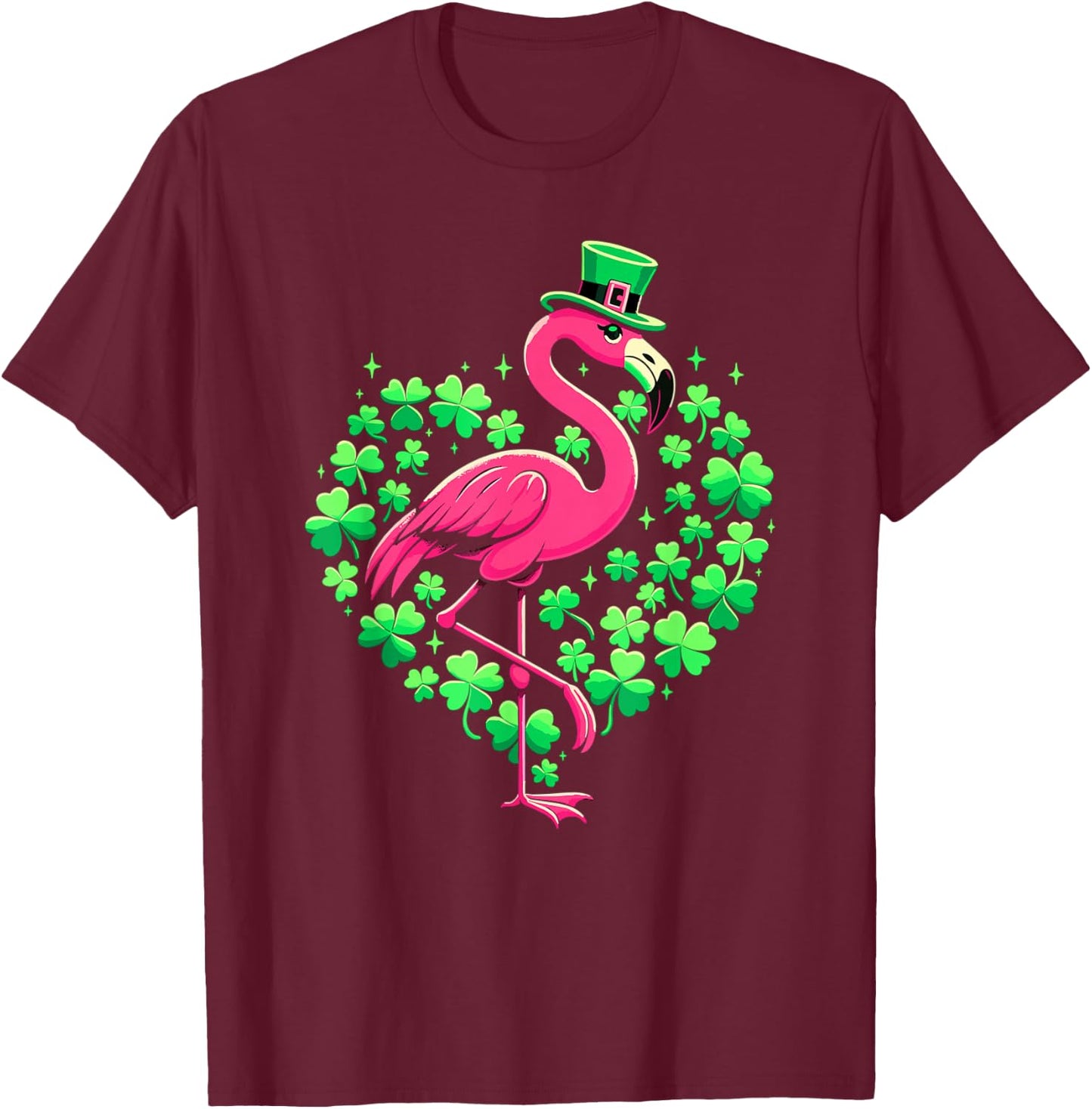 St Patricks Day Irish Flamingo T-Shirt - T-Shirt | Maroon