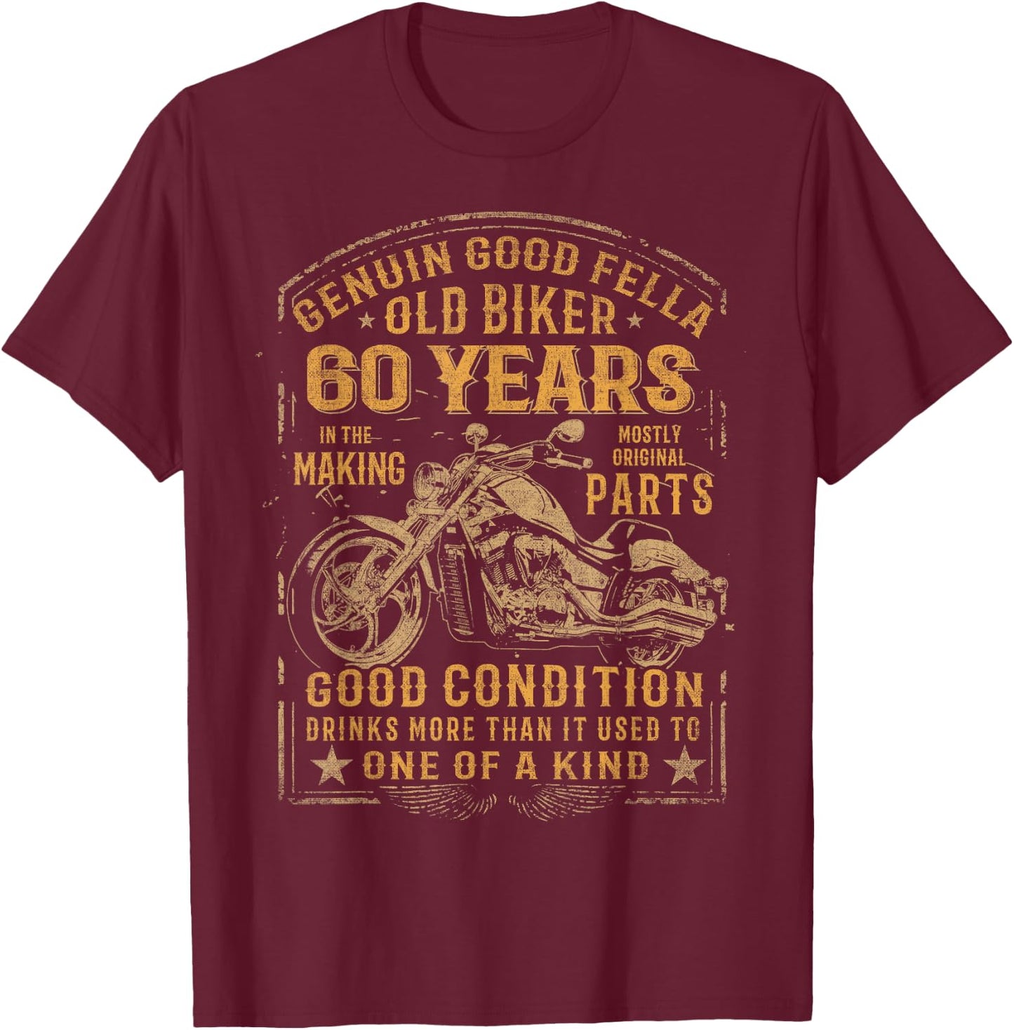Old Biker 60 Years In The Making 60th Birthday Biker T-Shirt - T-Shirt | Maroon