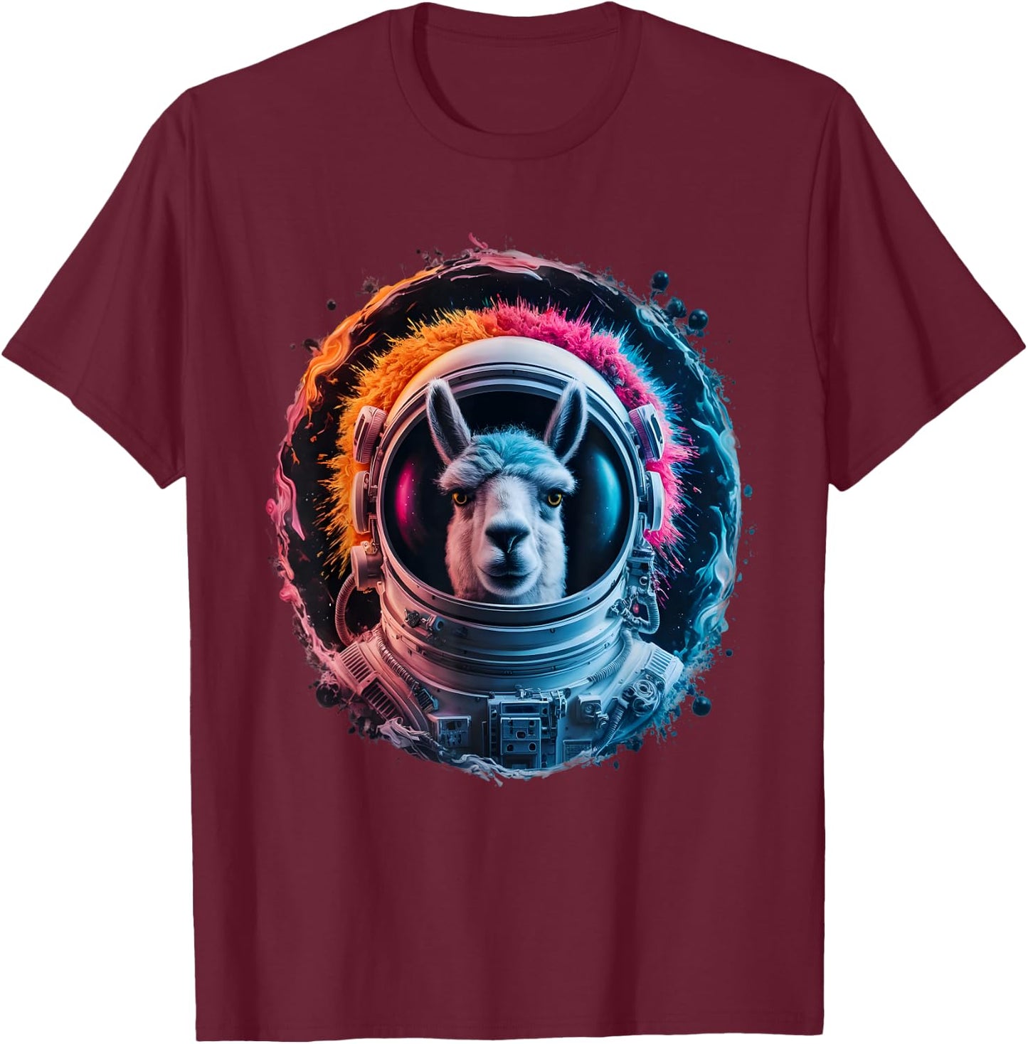 Llama Men Woman Llama Colorful Space Astronaut Llama T-Shirt - T-Shirt | Maroon