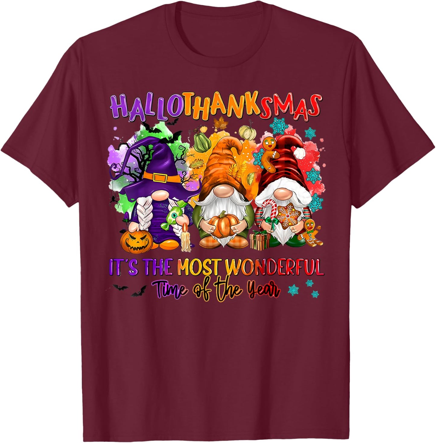 Hallothanksmas It's The Most Wonderful Time Of The Year T-Shirt - T-Shirt | Maroon