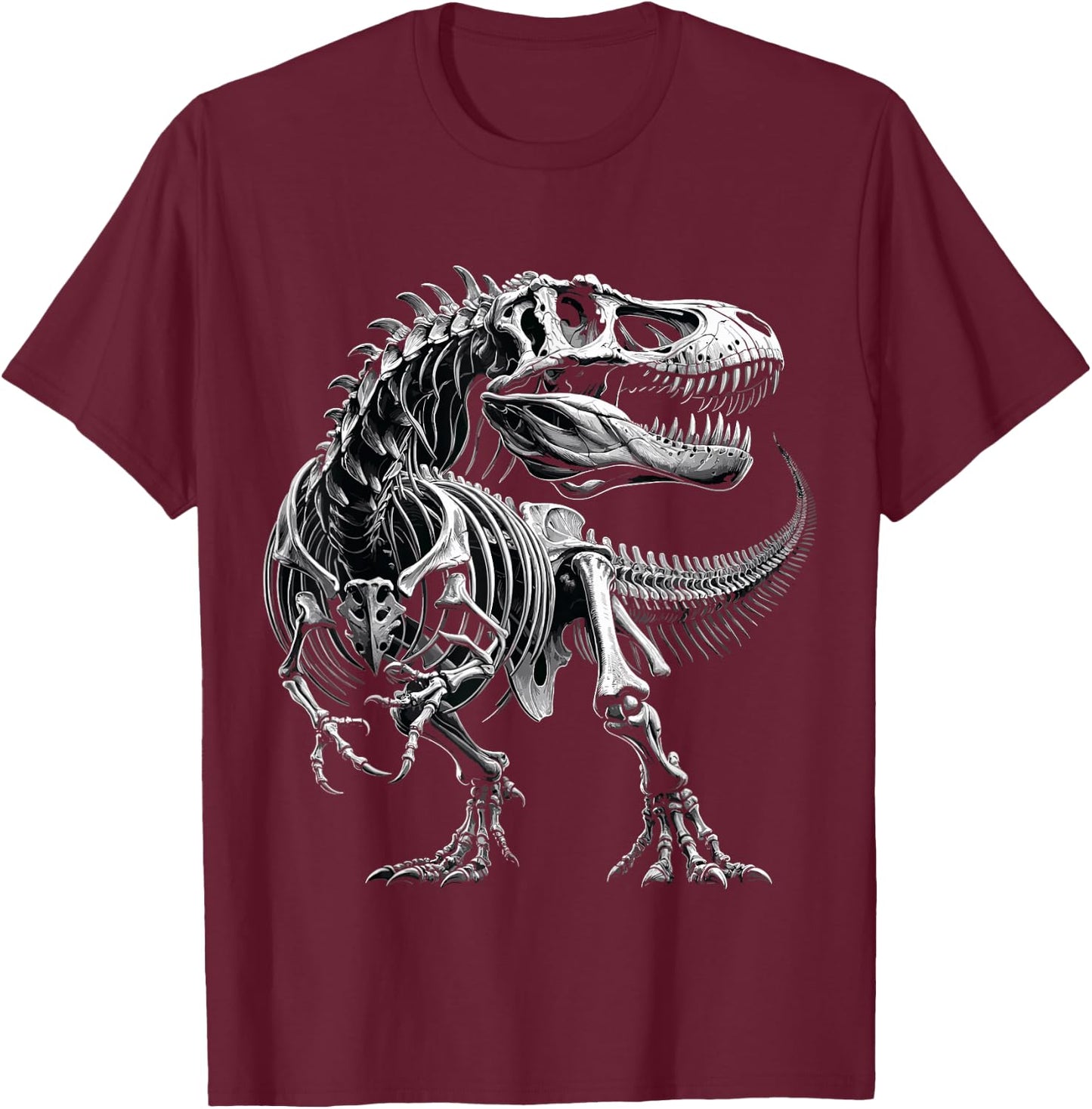 T-Rex Fossil Skeleton Dinosaur Bones Paleontologist T-Shirt - T-Shirt | Maroon
