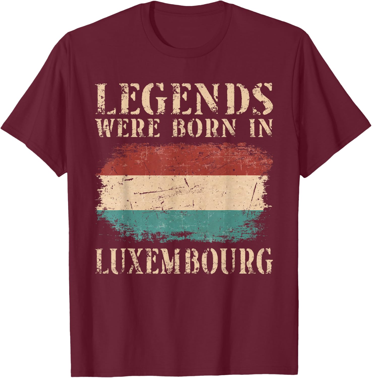 Vintage Design Luxembourg Flag , black, s T-Shirt - T-Shirt | Maroon