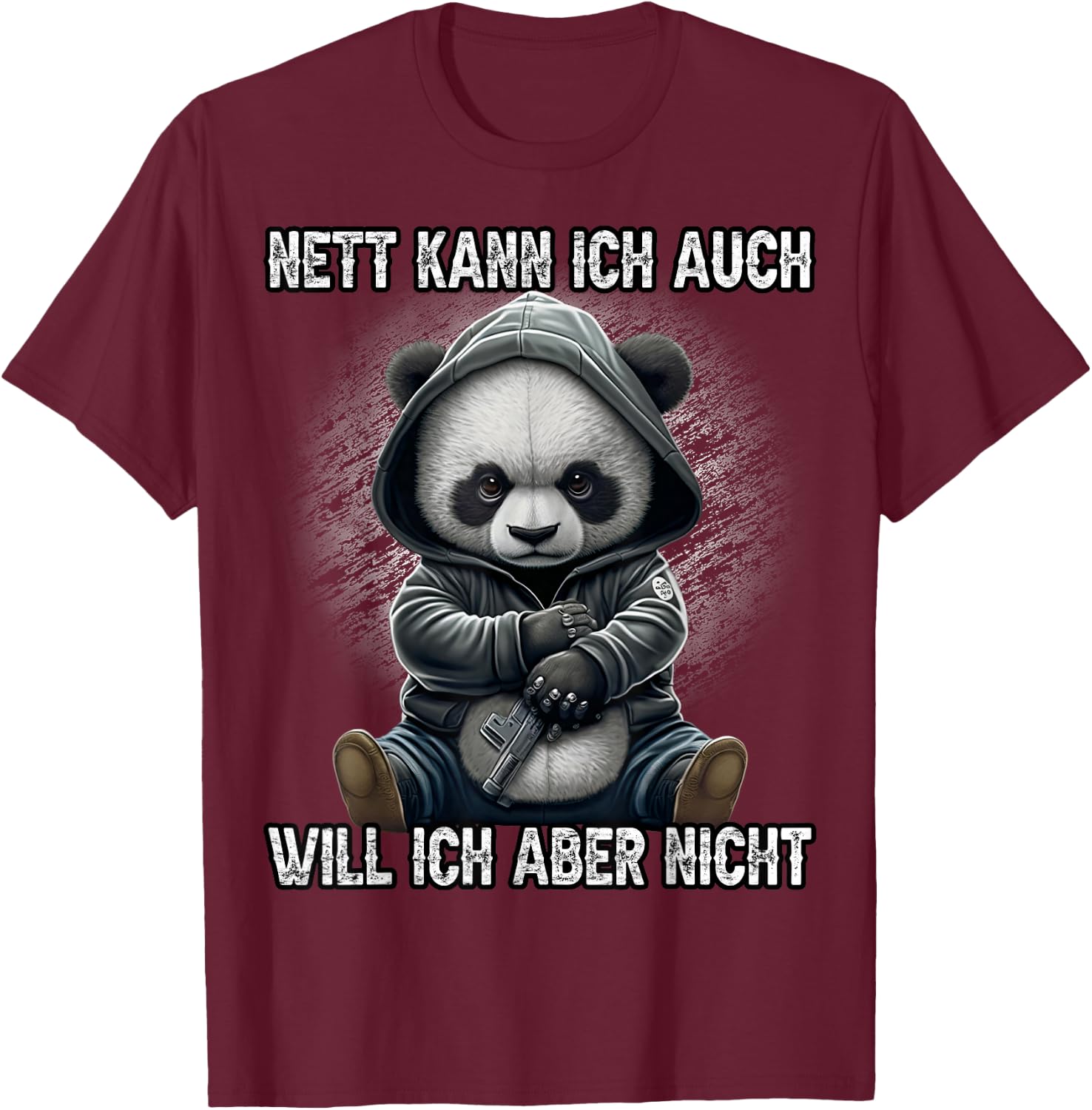 Nett kann ich auch will ich aber nicht Lustiges Panda Anime T-Shirt - T-Shirt | Maroon