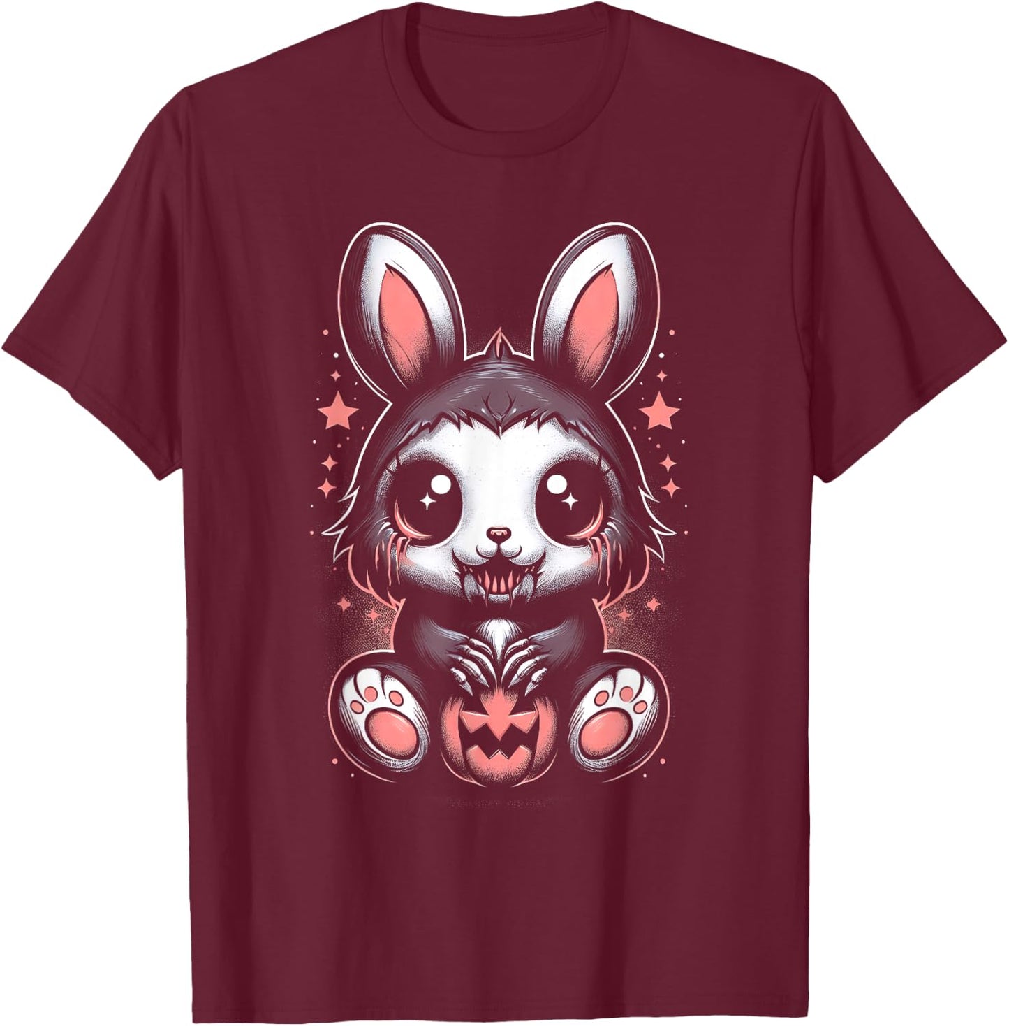 Creepy Cute Bunny Rabbit Alt Goth Grunge Horror Halloween T-Shirt - T-Shirt | Maroon