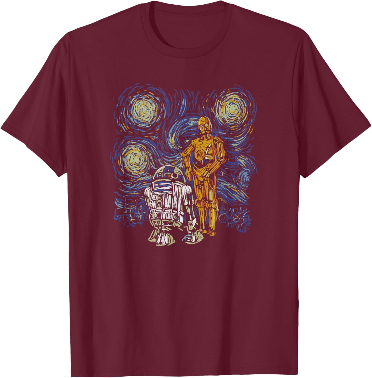 Star Wars Classic Starry Night Vintage R2-D2 & C-3PO T-Shirt - T-Shirt | Maroon