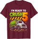 Kids I'm Ready to Crush Garbage Truck Five 5yr 5th Birthday Boys T-Shirt - T-Shirt | Maroon