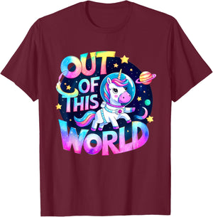 Aventure Kawaii Astronaute Licorne T-Shirt - T-Shirt | Maroon