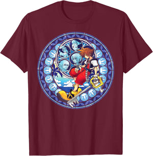 Disney Kingdom Hearts Sora Stained Glass T-Shirt - T-Shirt | Maroon