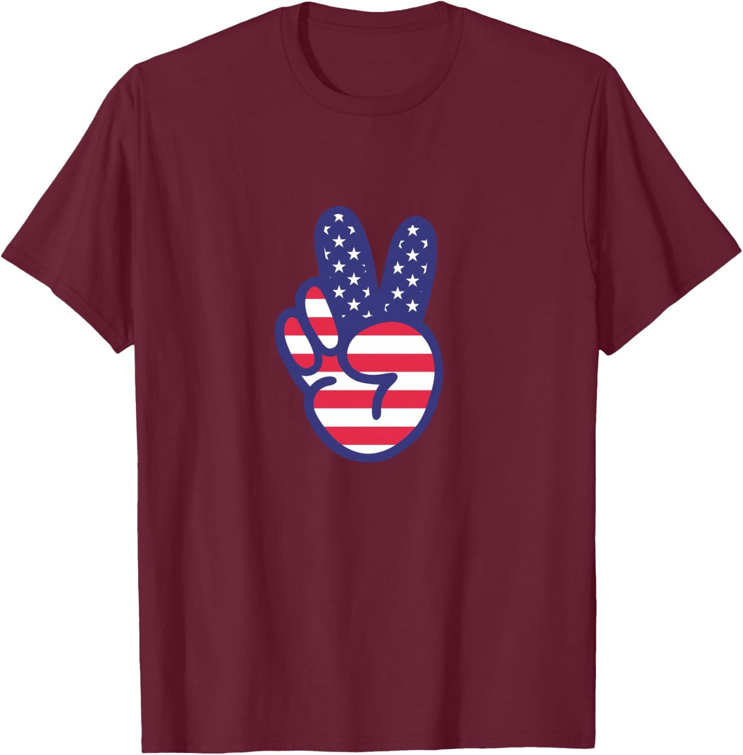 Peace Sign American Flag T-Shirt - T-Shirt | Maroon