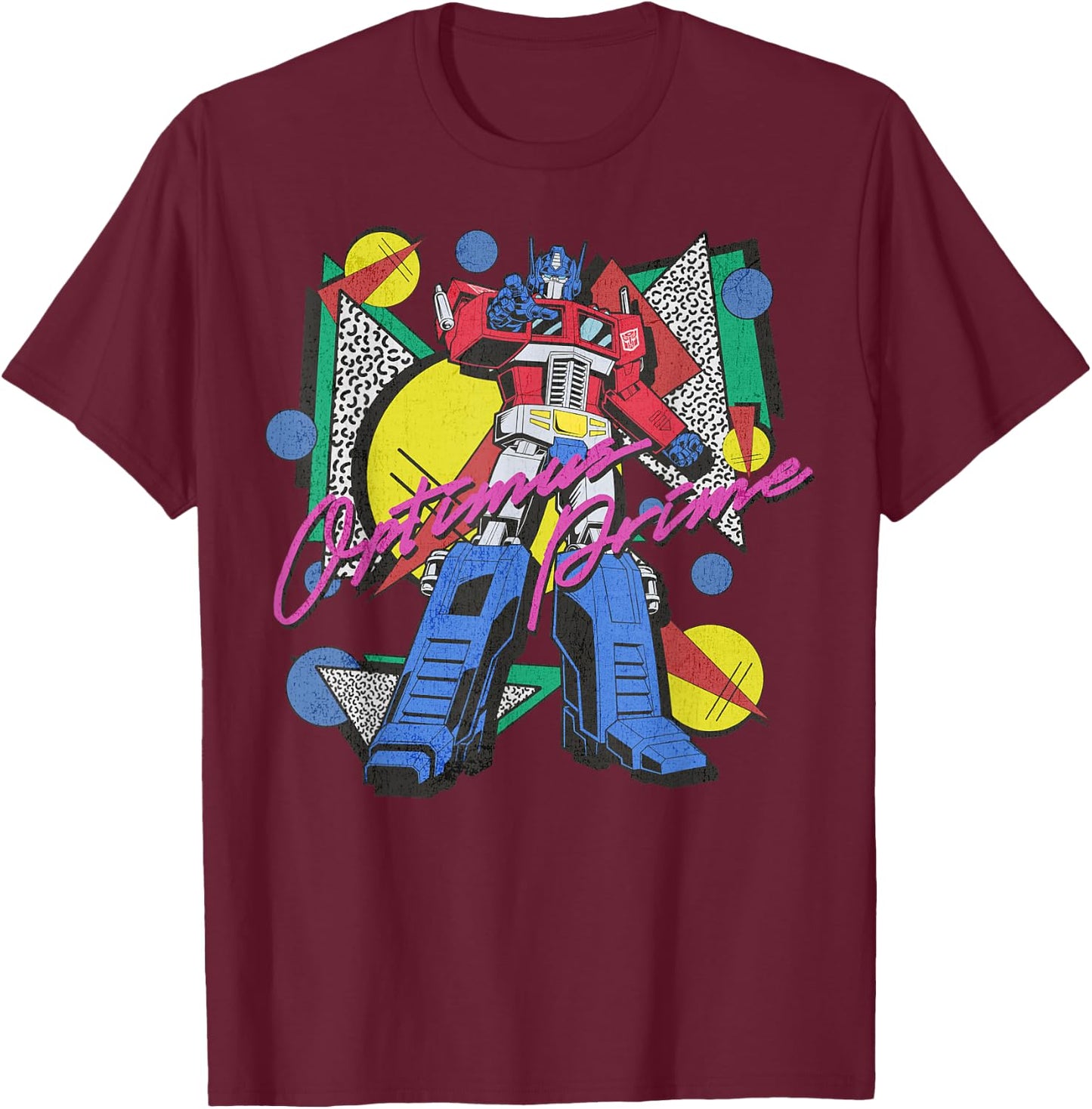 Transformers Retro Optimus Prime 80's Print T-Shirt - T-Shirt | Maroon