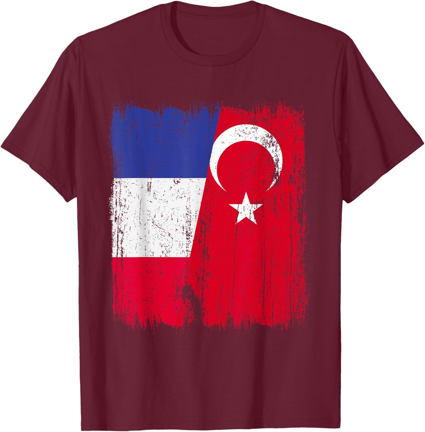 Demi-Drapeau de la France Turquie Turquie T-Shirt - T-Shirt | Maroon