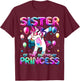 Sister of the Birthday Princess Girl Dabbing Unicorn Sister T-Shirt - T-Shirt | Maroon