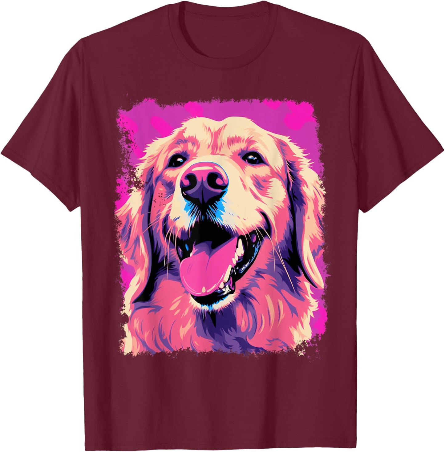 Golden Retriever Pink T-Shirt - T-Shirt | Maroon
