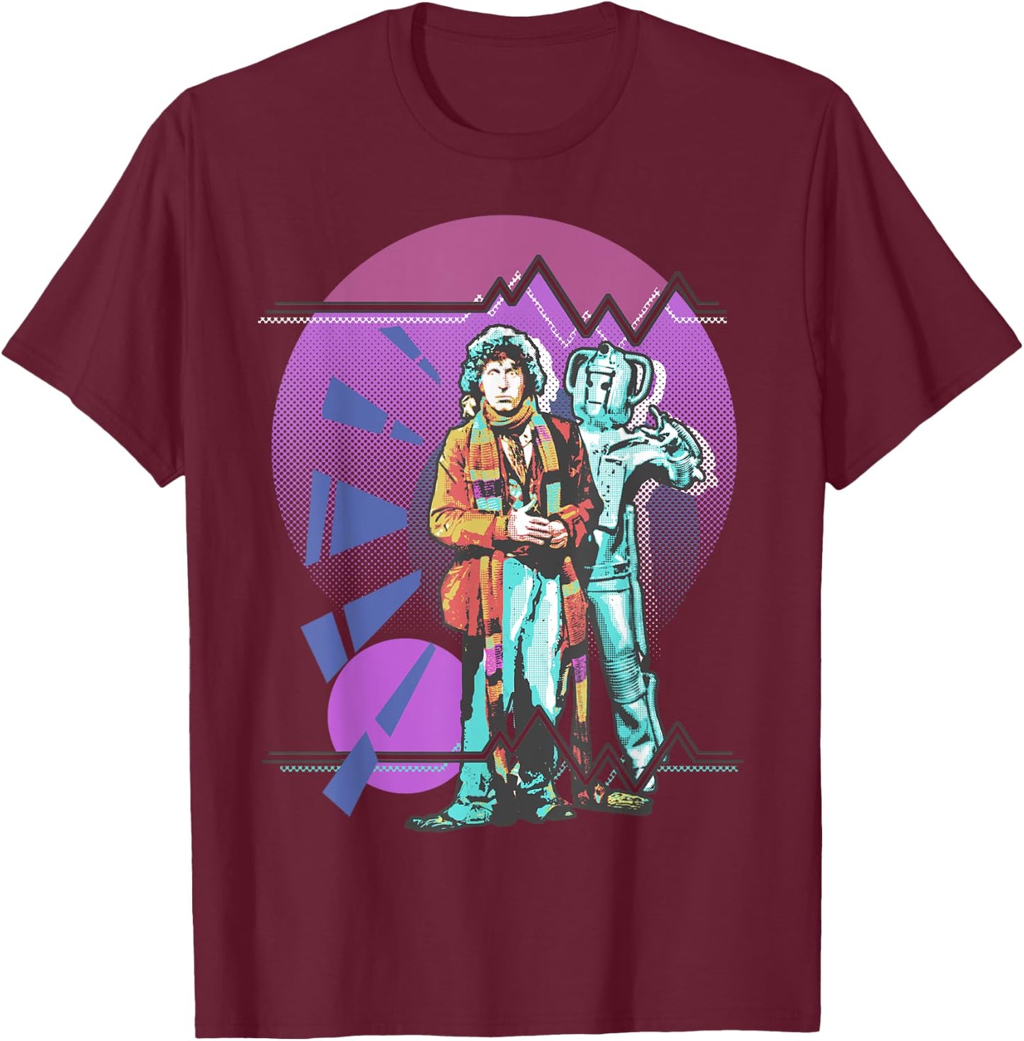 Pop Art 4th Doctor Baker Cosmic Time Travel Fan T-Shirt - T-Shirt | Maroon